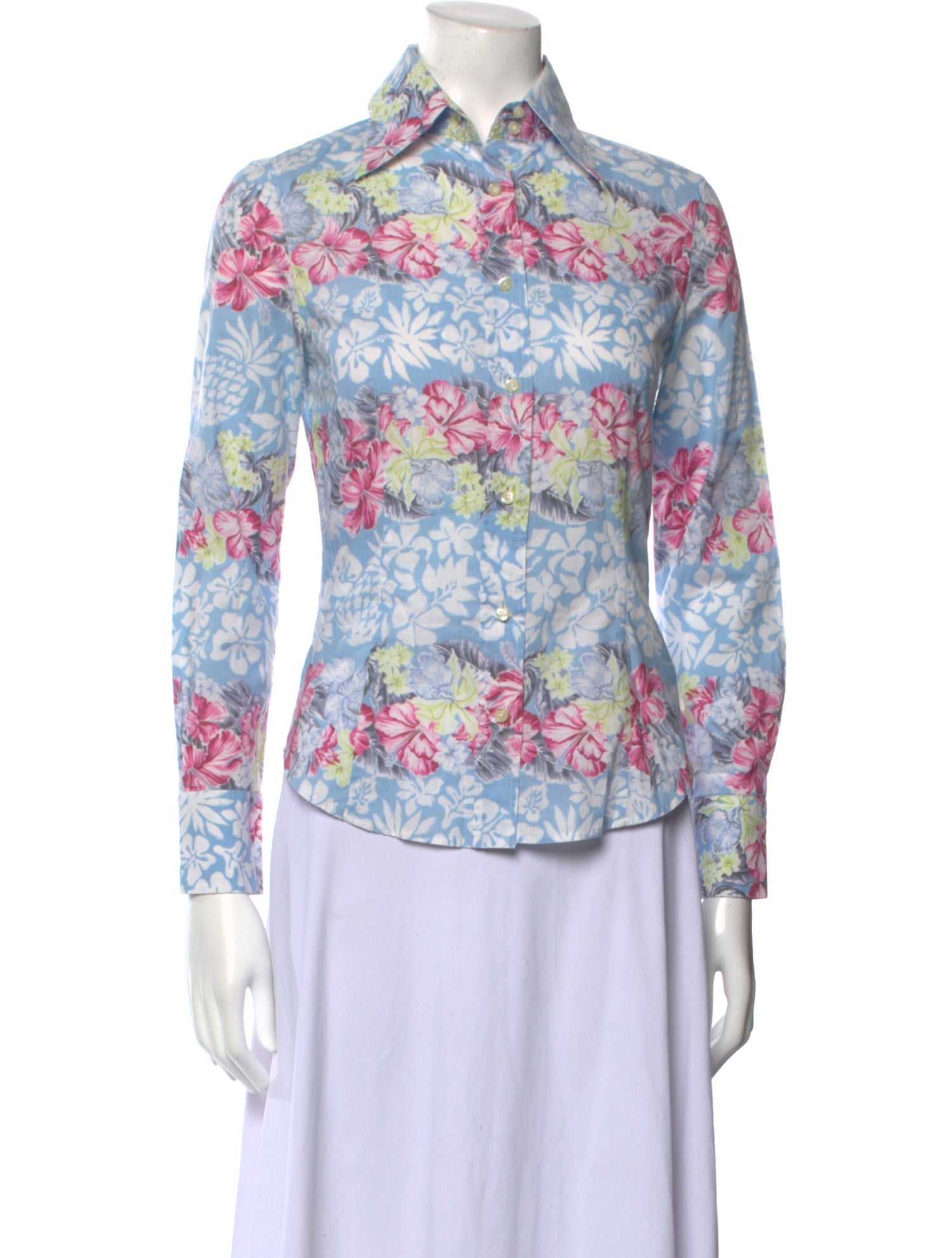 Etro Floral Print Long Sleeve Button-Up Top