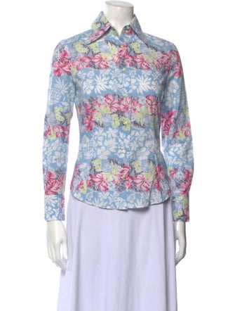 Etro Floral Print Long Sleeve Button-Up Top