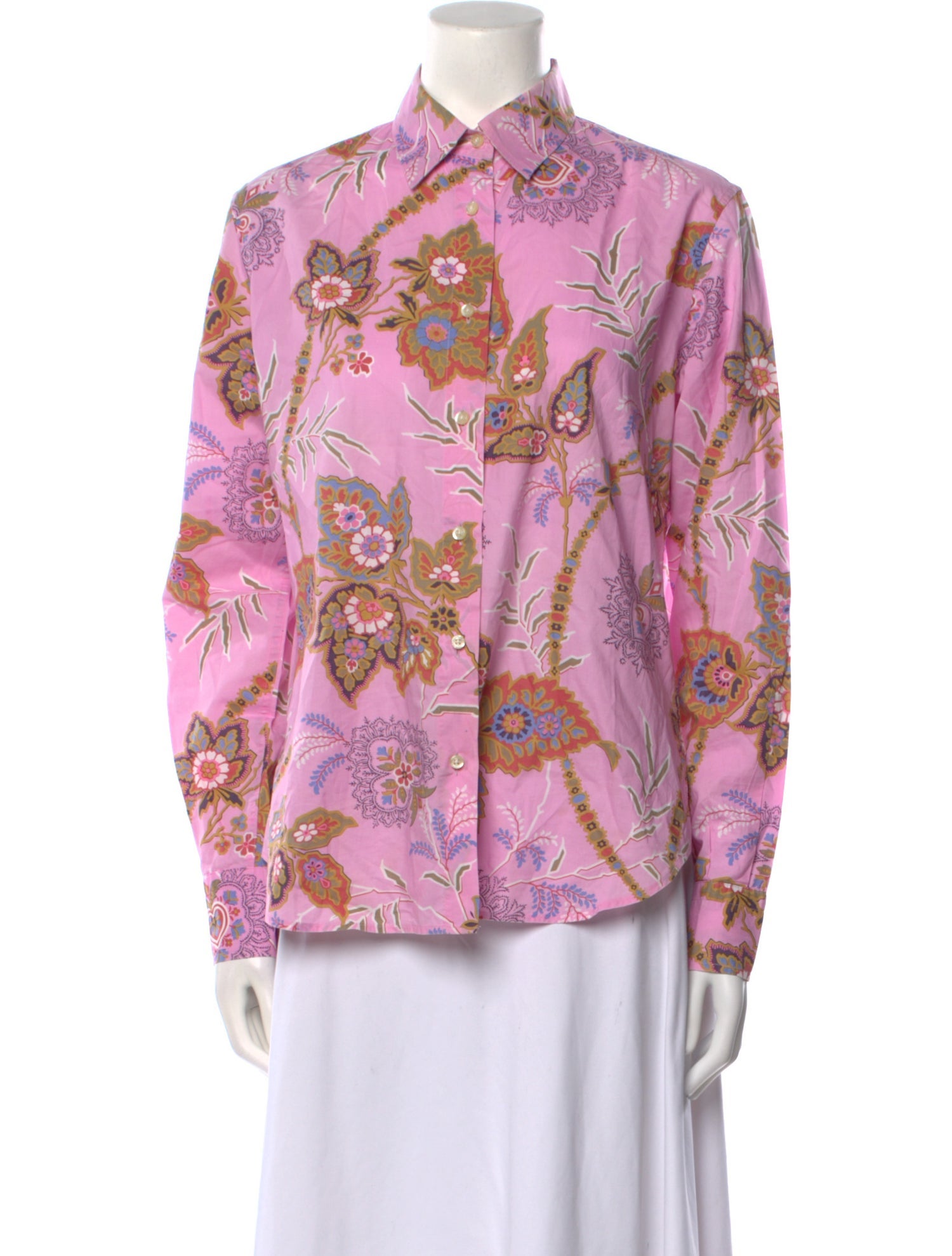 Etro Printed Long Sleeve Button-Up Top