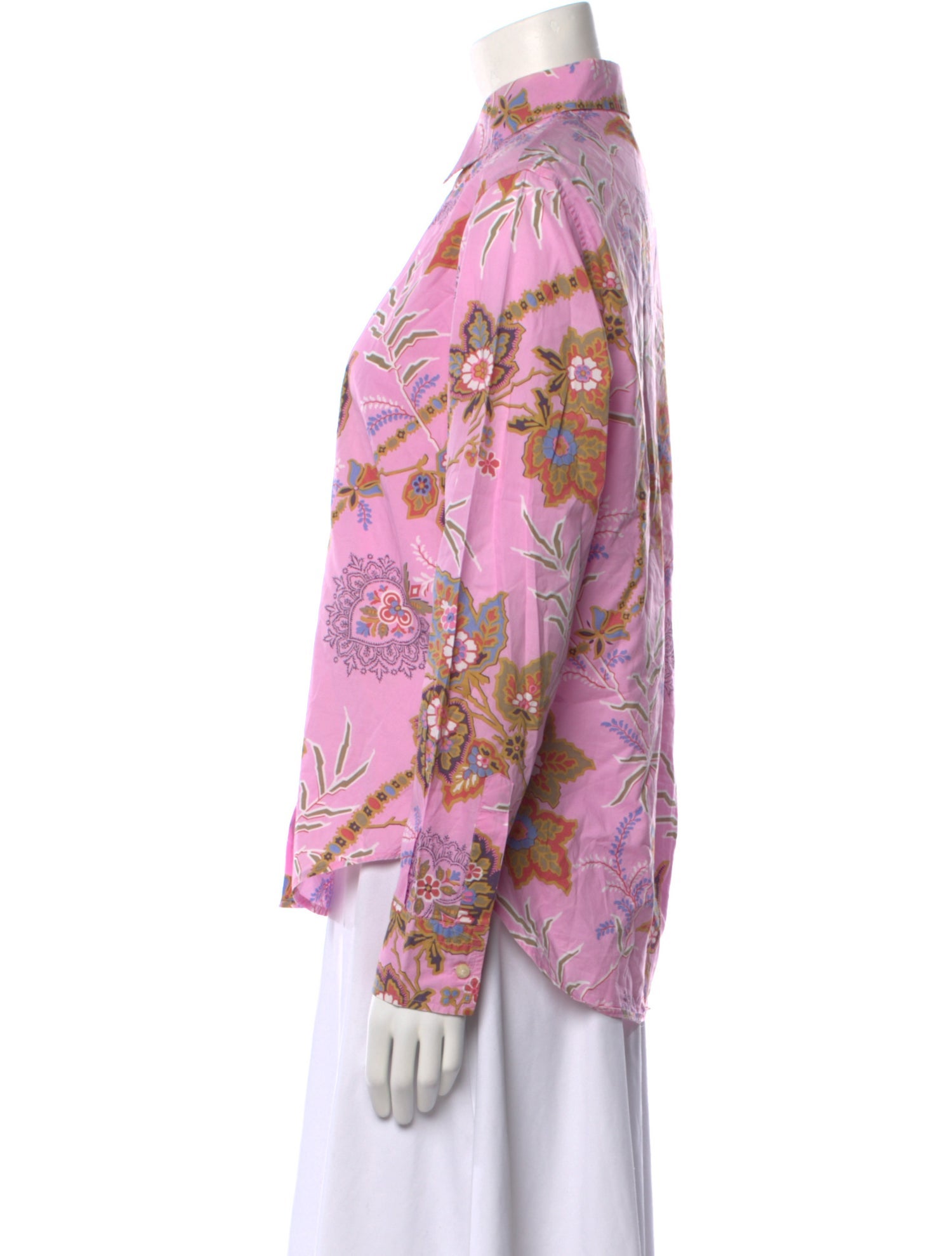 Etro Printed Long Sleeve Button-Up Top
