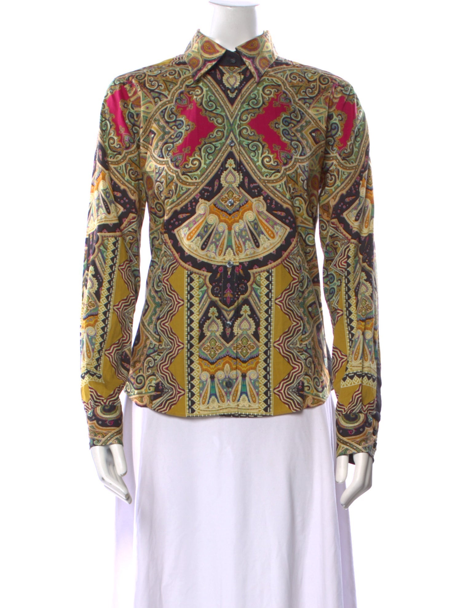 Etro Paisley Print Long Sleeve Button-Up Top