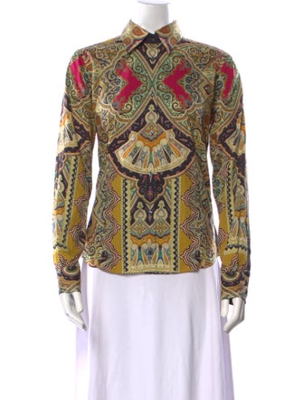 Etro Paisley Print Long Sleeve Button-Up Top