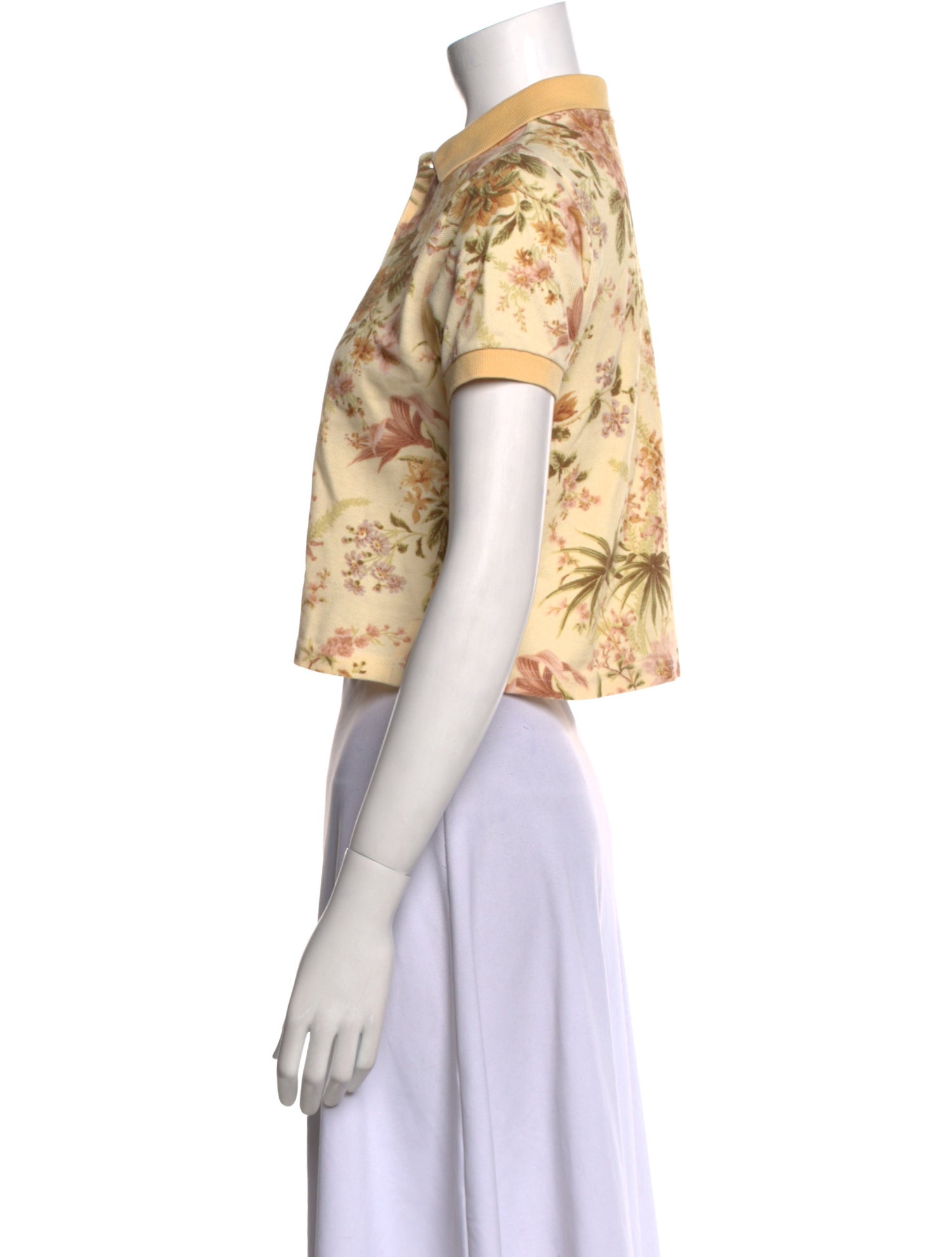 Etro Floral Print Short Sleeve Crop Top