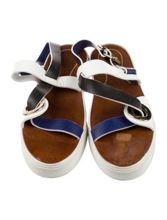 Etro Leather Colorblock Pattern Slingback Sandals