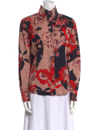 Etro Floral Print Long Sleeve Button-Up Top