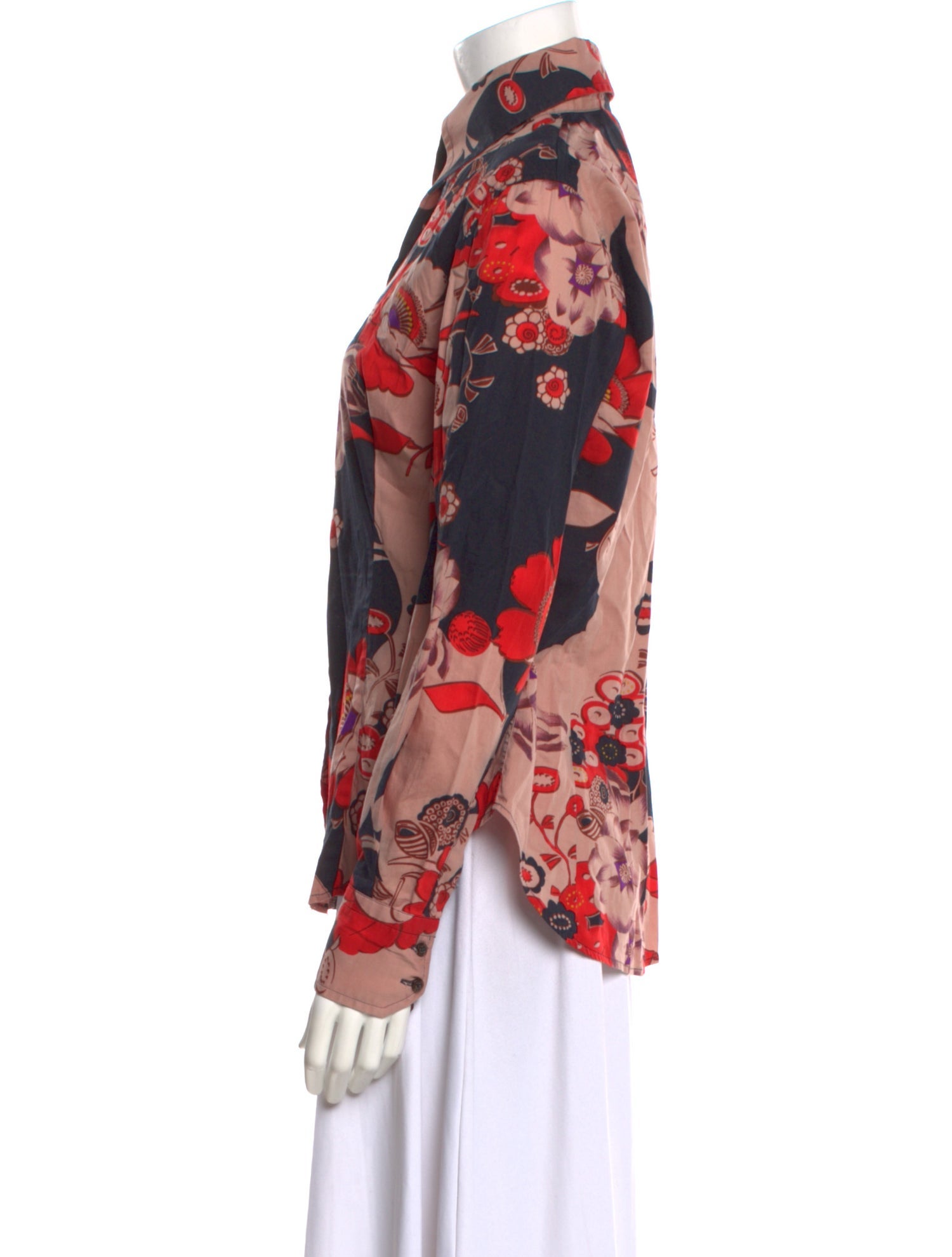 Etro Floral Print Long Sleeve Button-Up Top