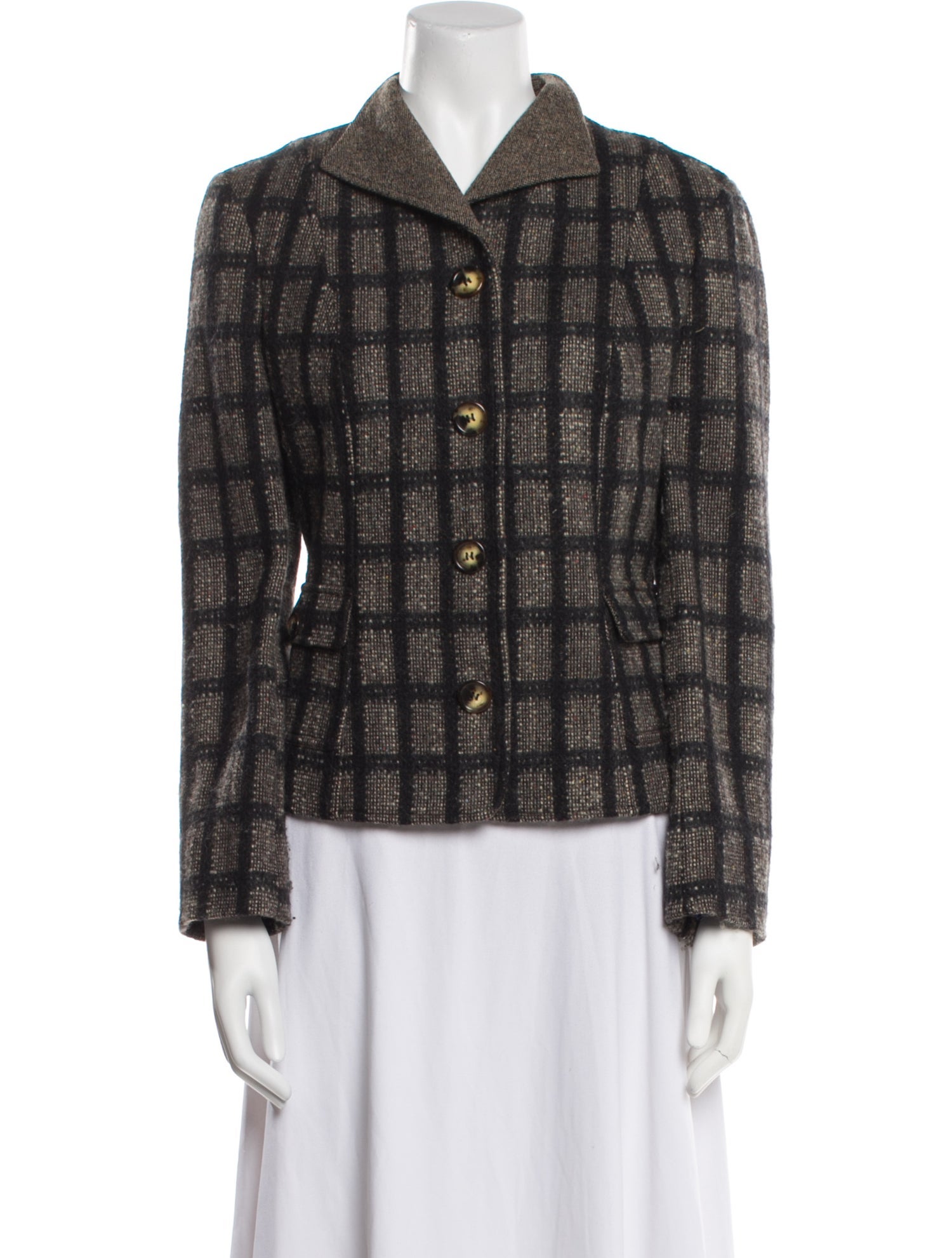 Etro Wool Plaid Print Blazer