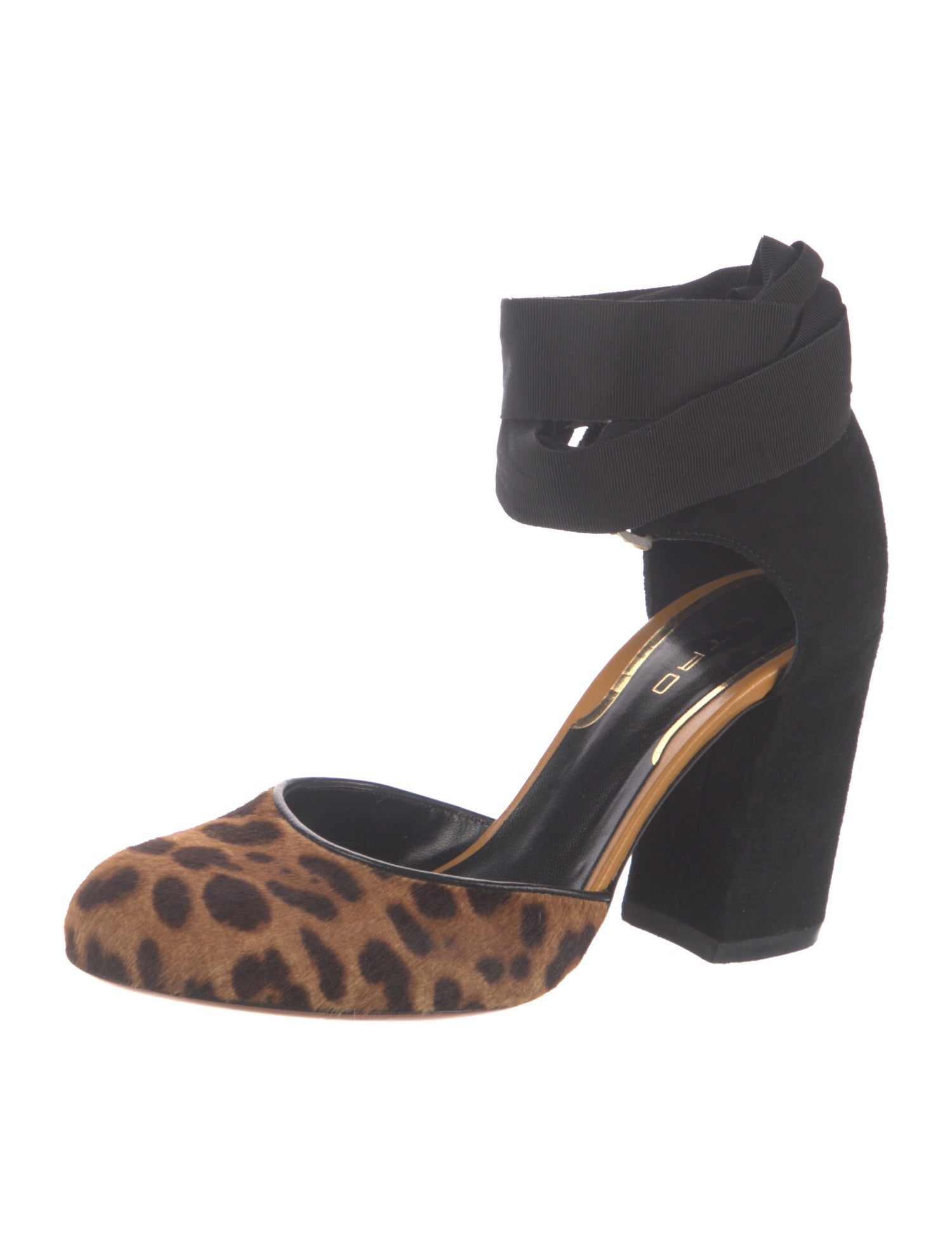 Etro Calf Hair Animal Print D'Orsay Pumps
