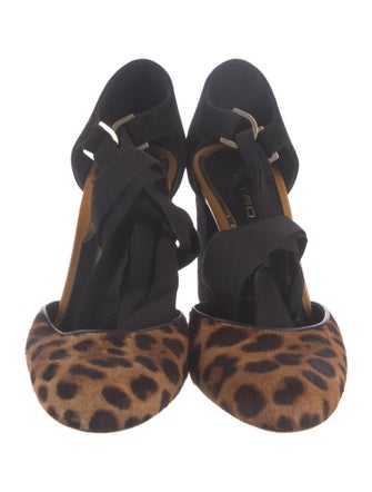 Etro Calf Hair Animal Print D'Orsay Pumps