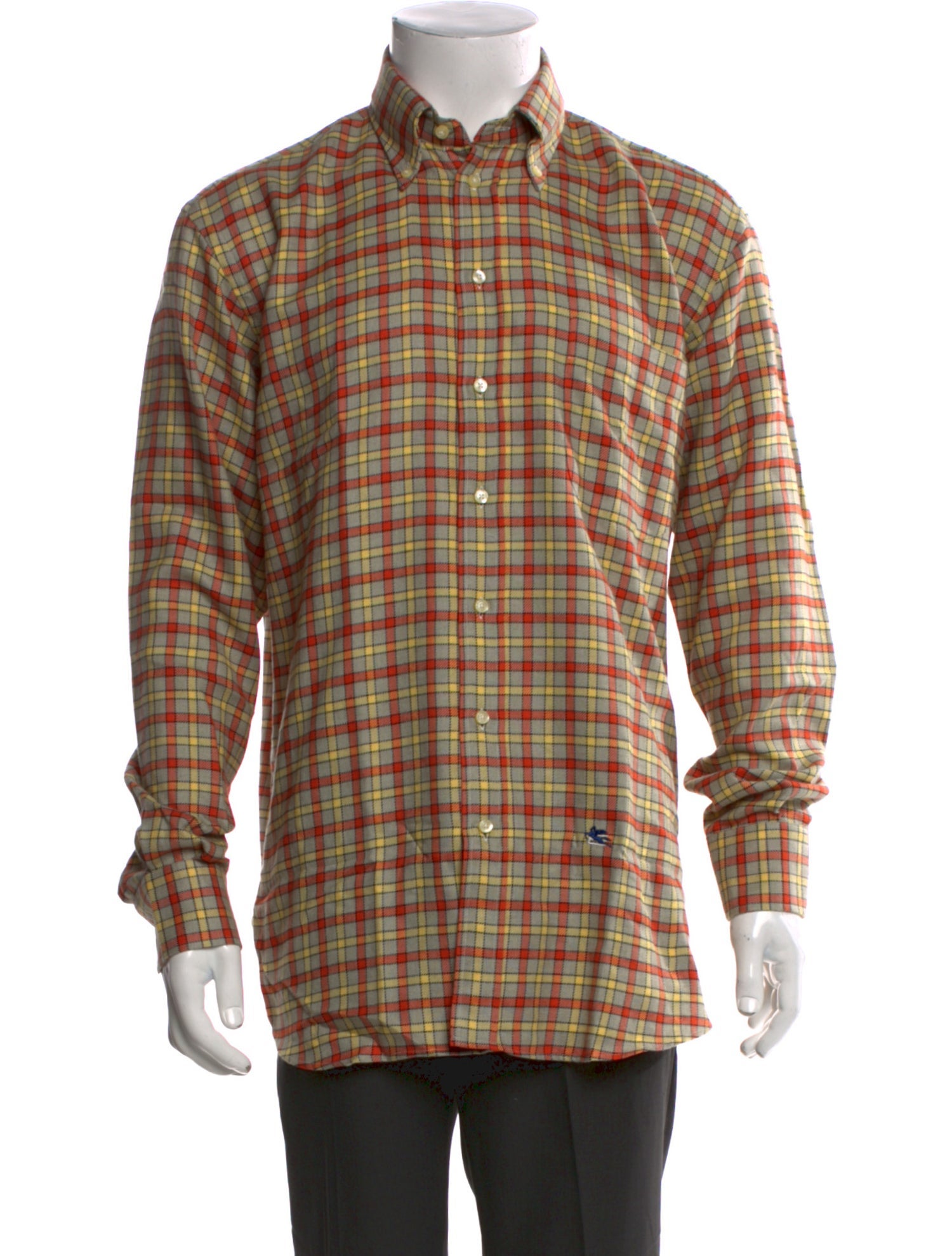 Etro Plaid Print Long Sleeve Shirt
