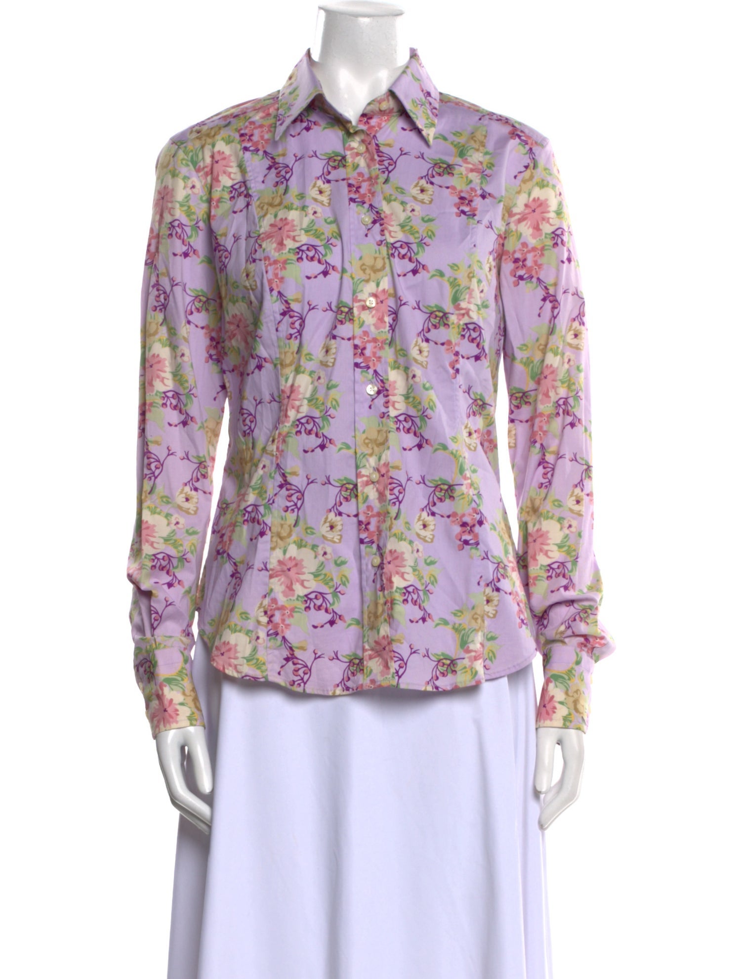 Etro Floral Print Long Sleeve Button-Up Top