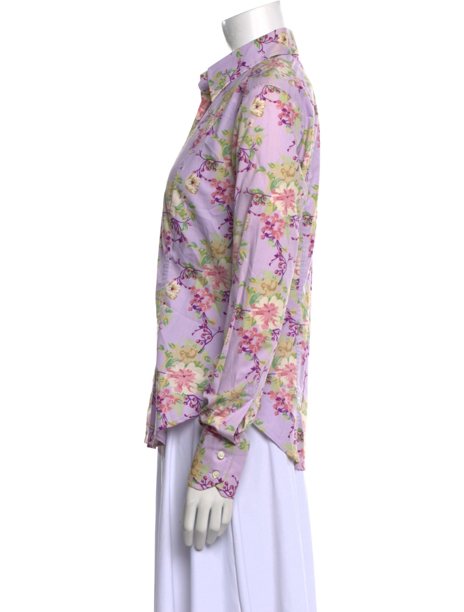 Etro Floral Print Long Sleeve Button-Up Top