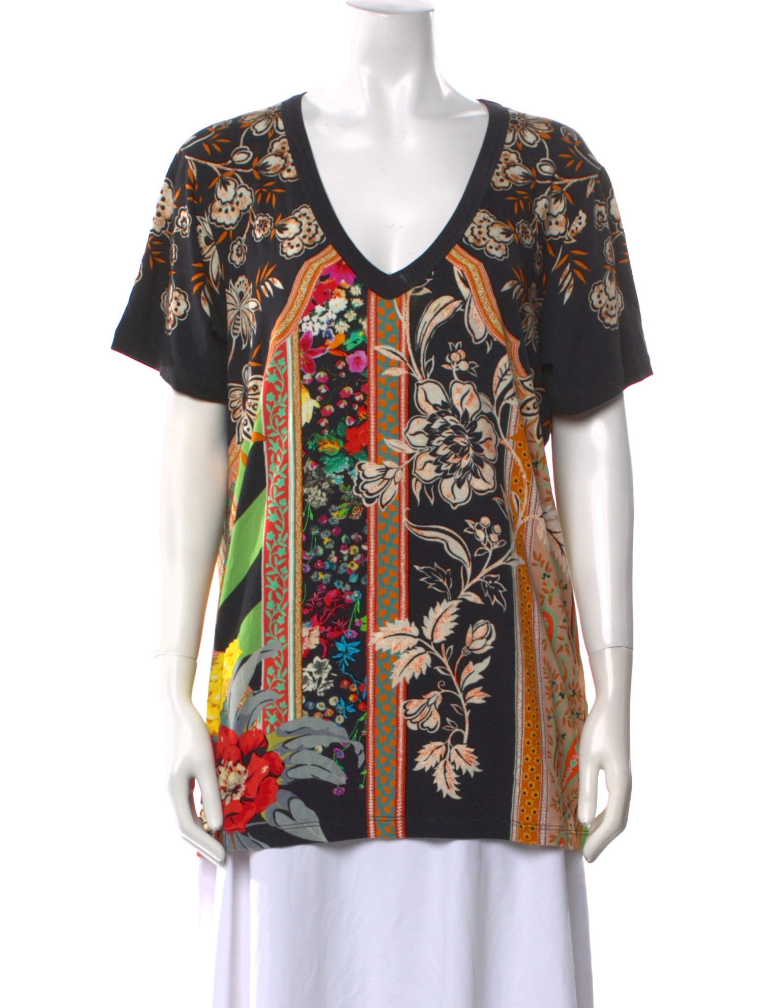 Etro Printed V-Neck T-Shirt