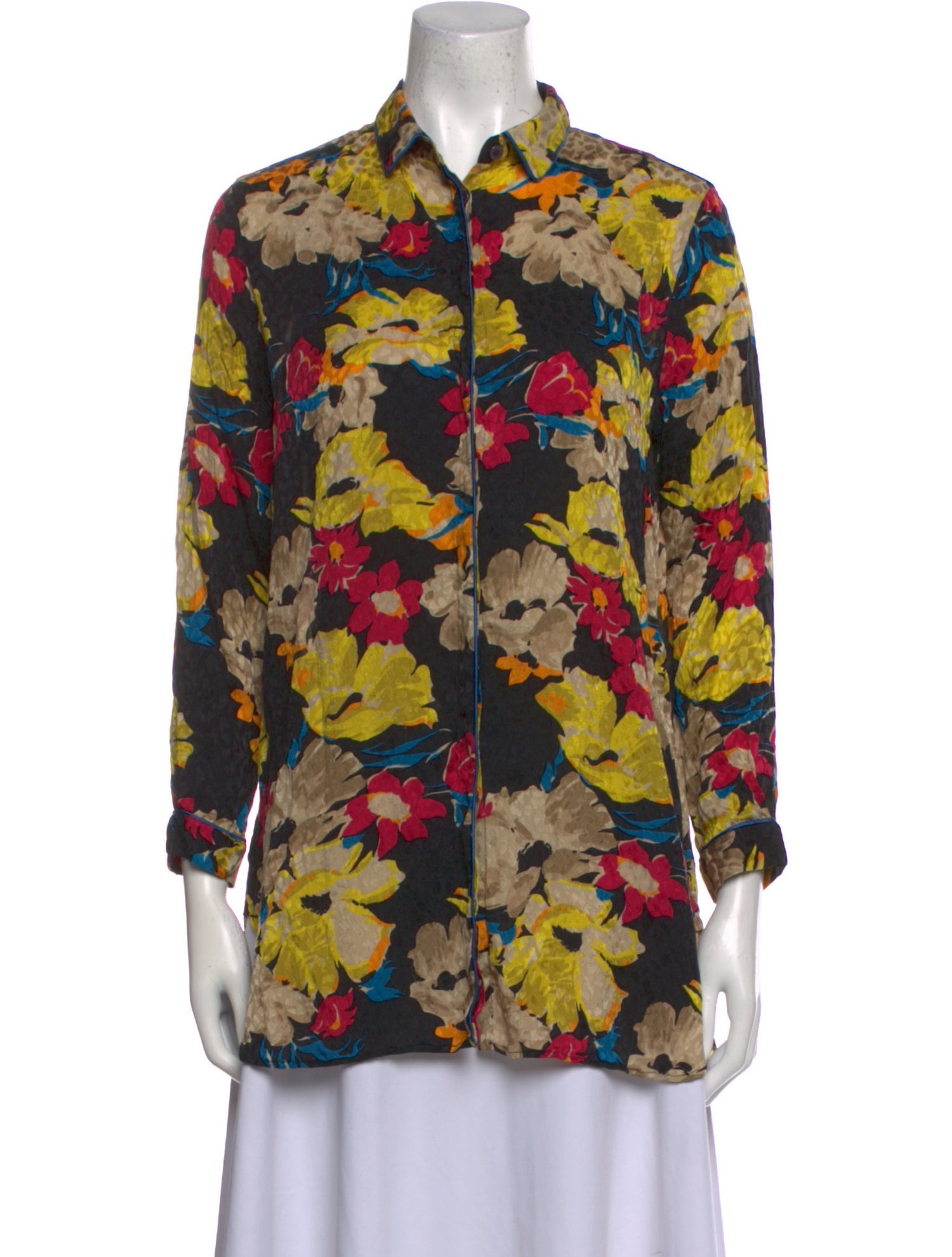 Etro Floral Print Long Sleeve Button-Up Top