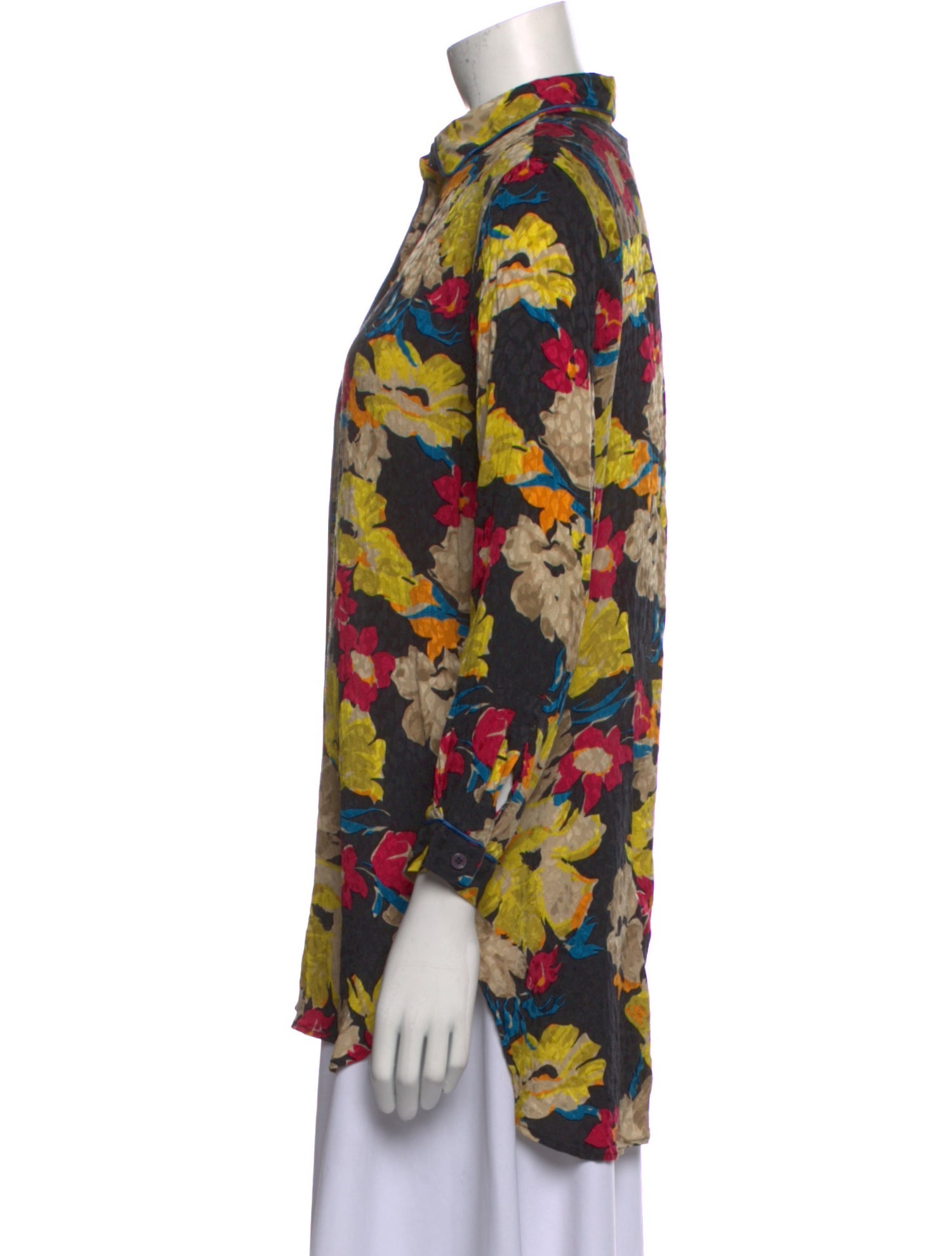 Etro Floral Print Long Sleeve Button-Up Top