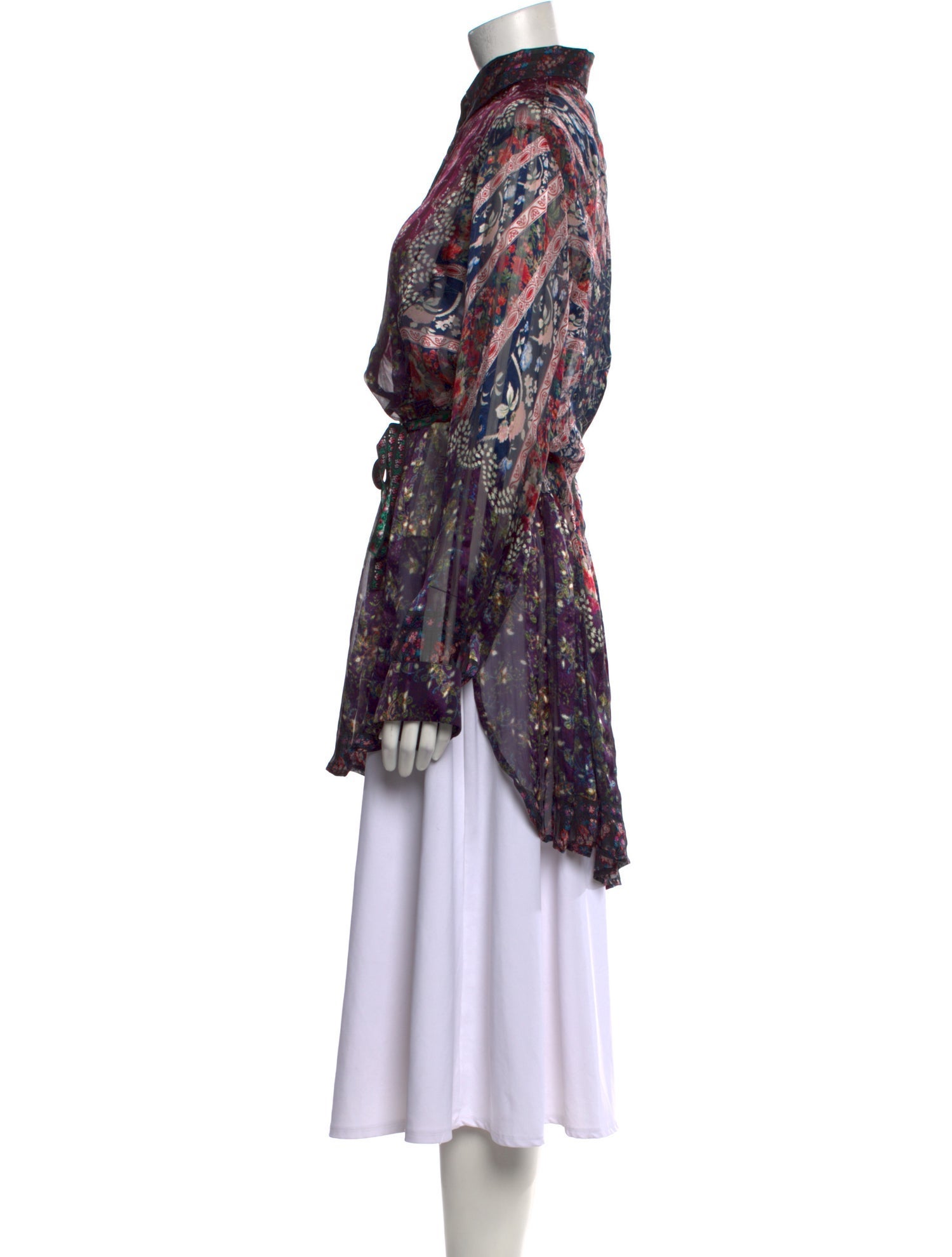 Etro Silk Lace Pattern Button-Up Top