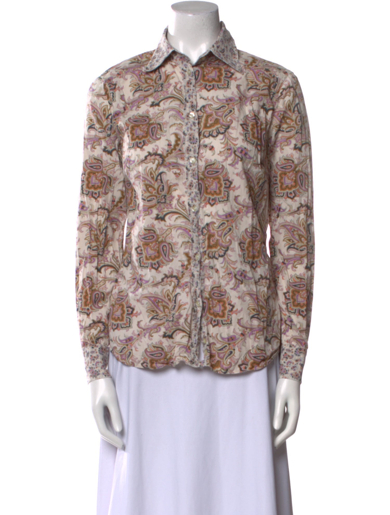 Etro Paisley Print Long Sleeve Button-Up Top