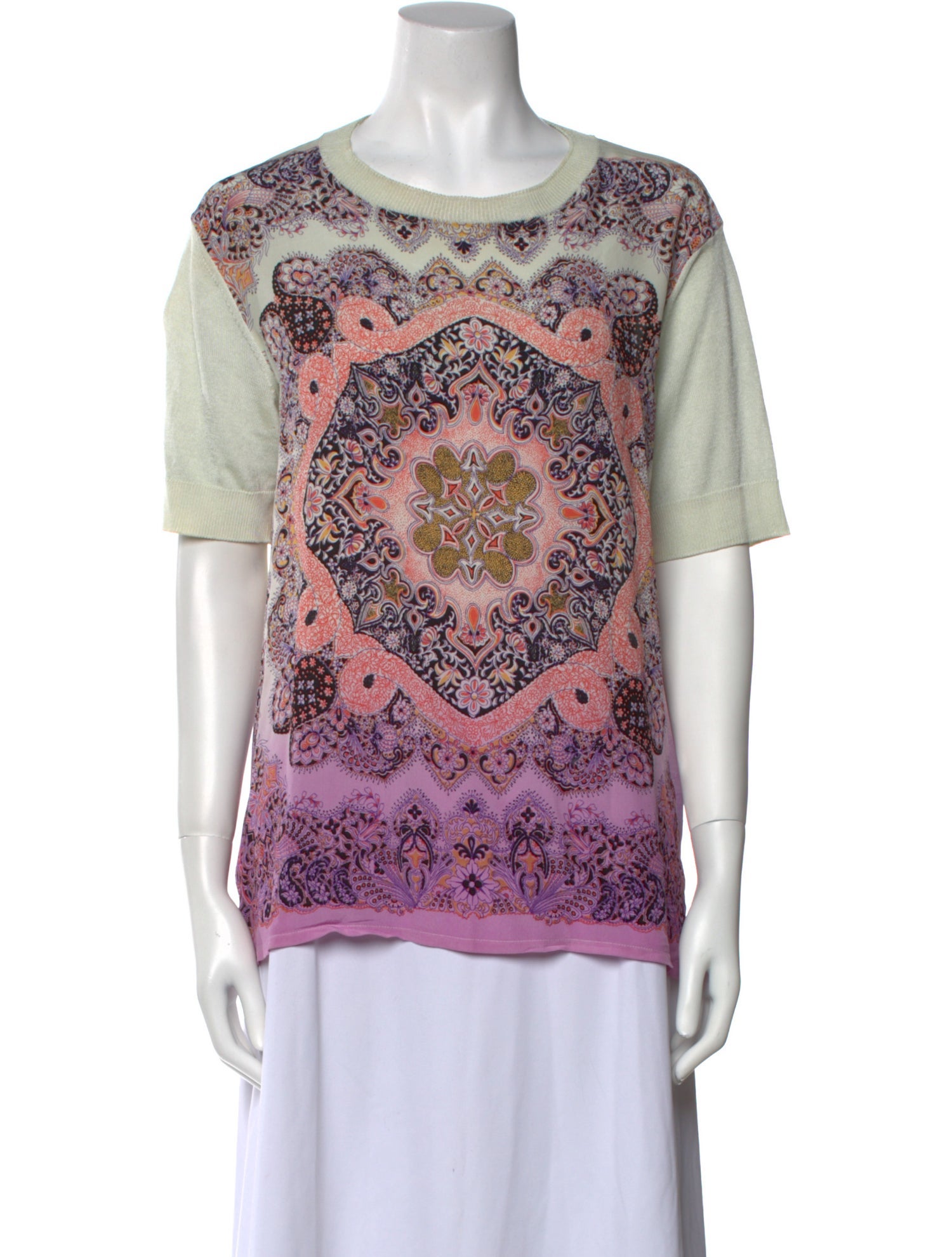 Etro Paisley Print Bateau Neckline T-Shirt