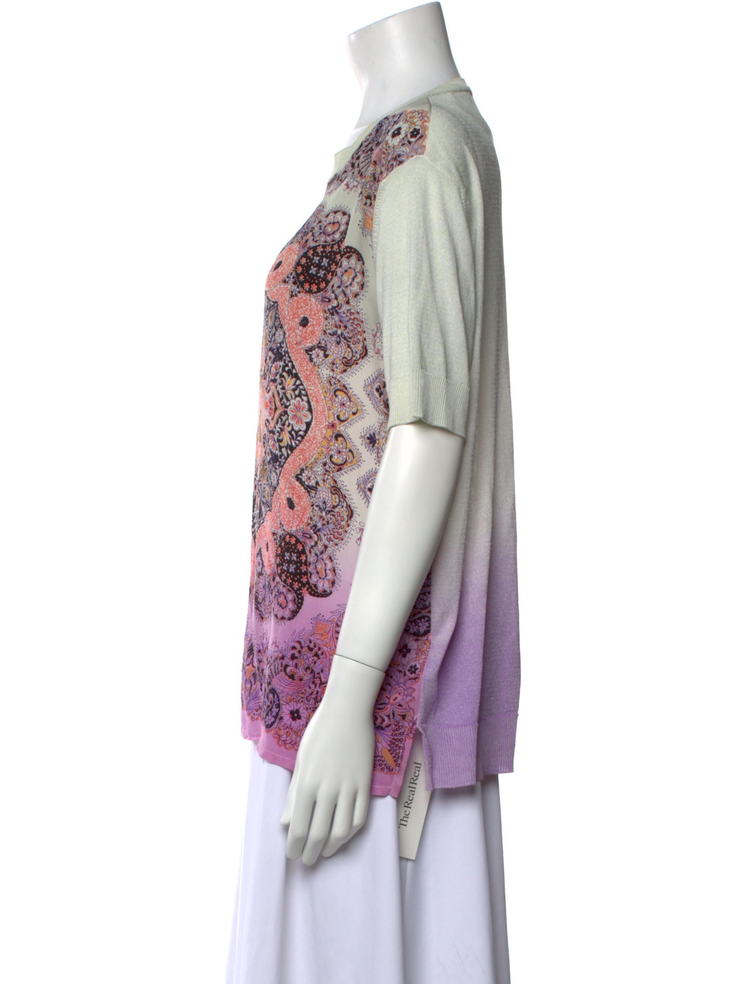 Etro Paisley Print Bateau Neckline T-Shirt