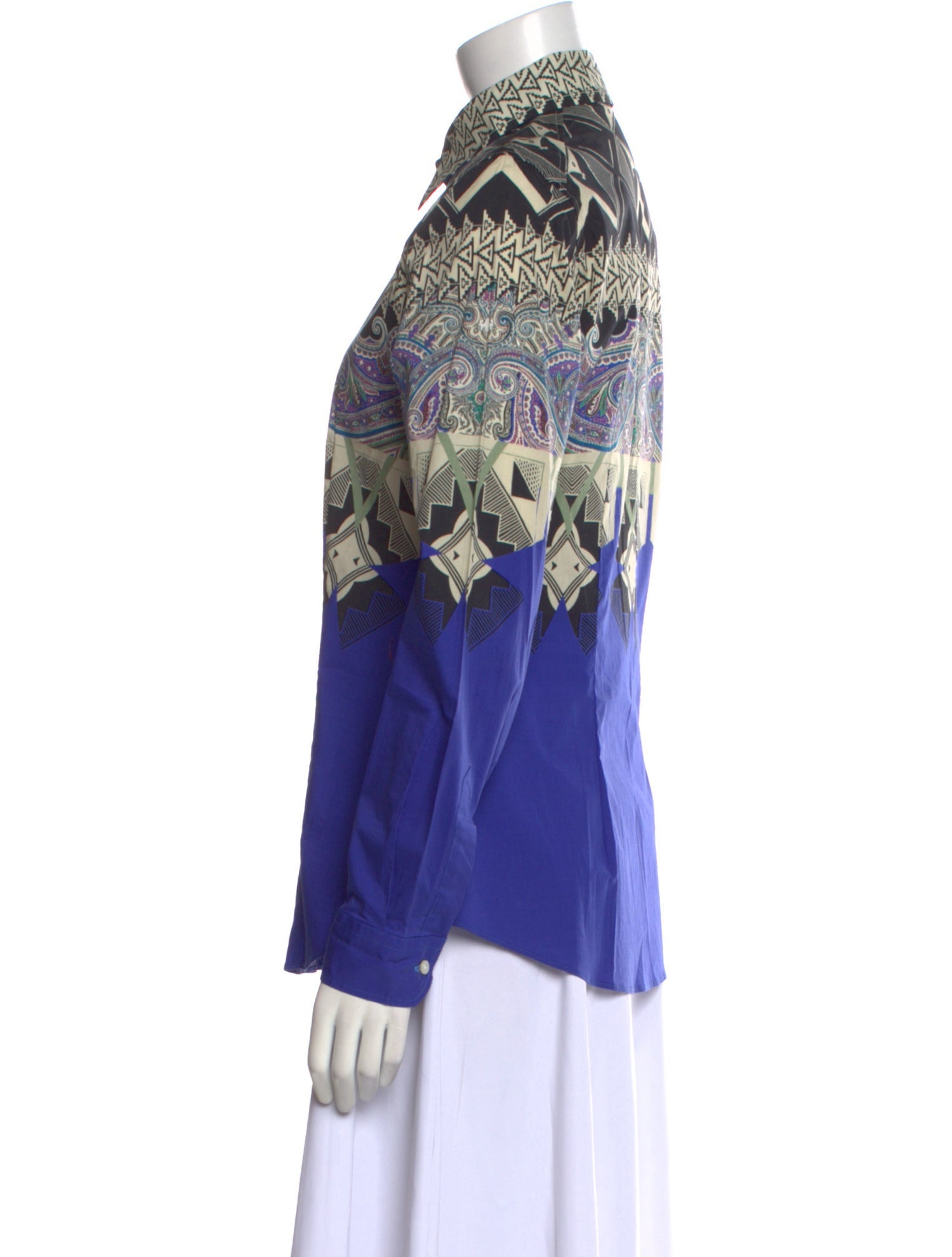 Etro Printed Long Sleeve Button-Up Top