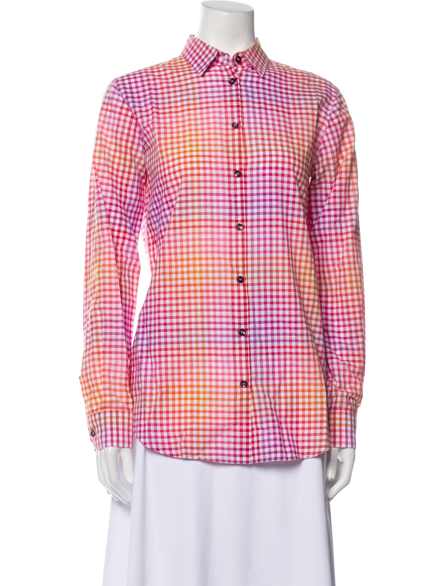 Etro Plaid Print Long Sleeve Button-Up Top