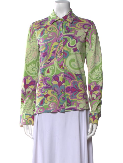 Etro Printed Long Sleeve Button-Up Top