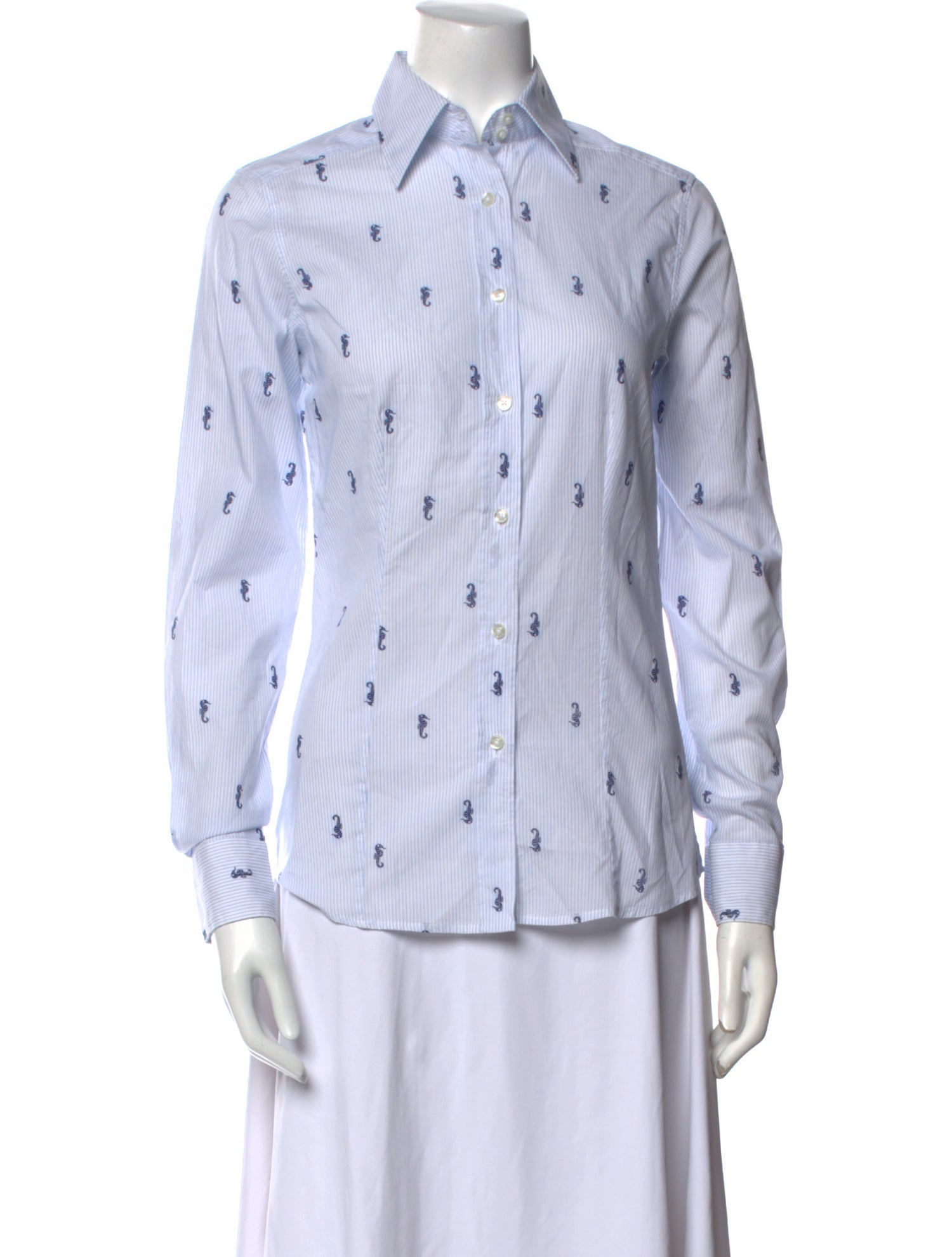 Etro Printed Long Sleeve Button-Up Top