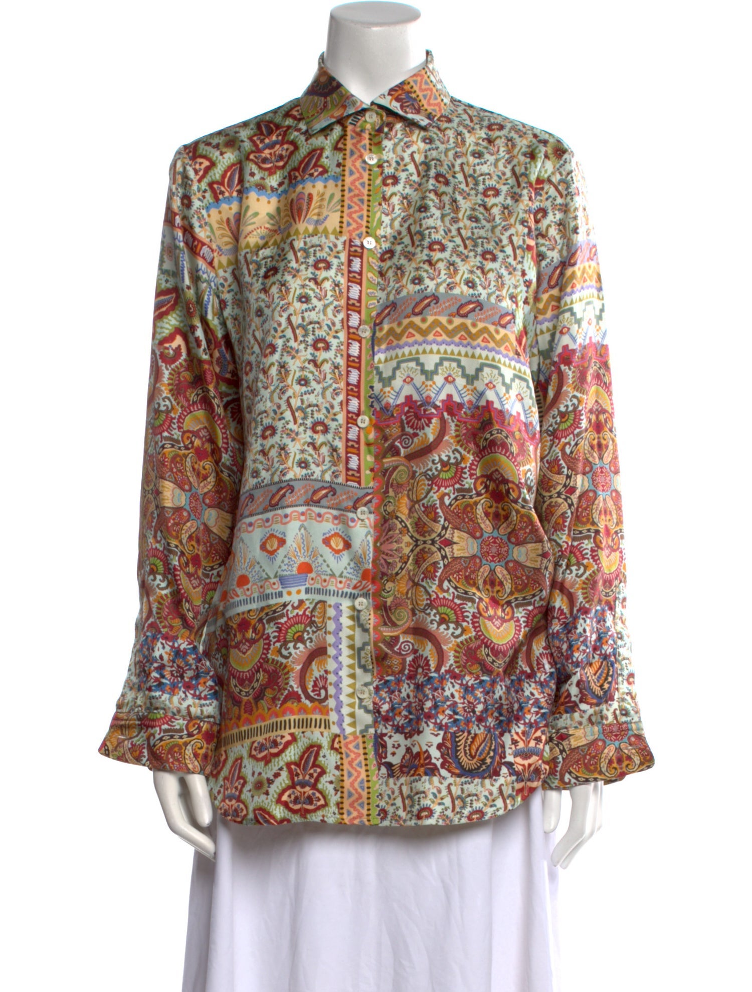Etro Silk Printed Button-Up Top
