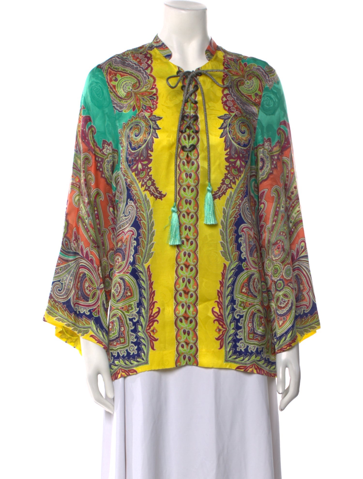Etro Paisley Print Tie Neck Blouse