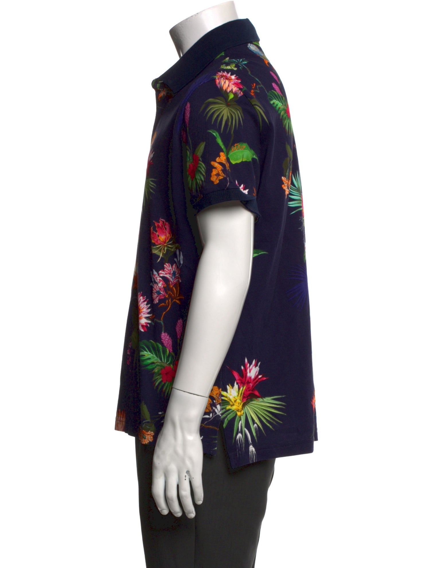 Etro Floral Print Collar Polo Shirt