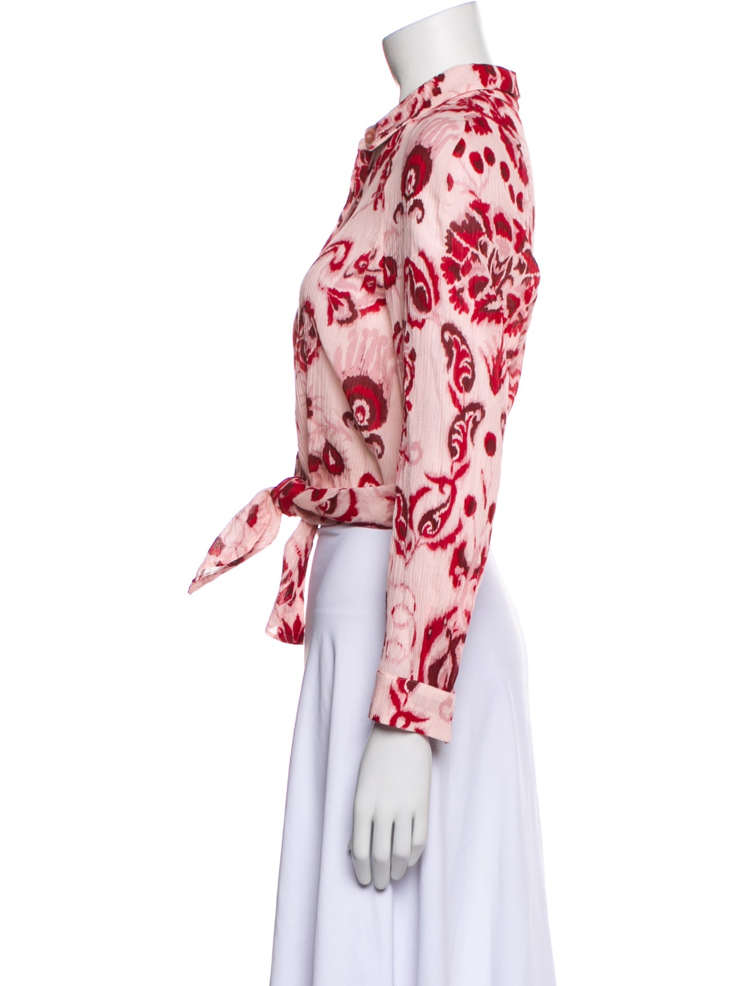 Etro Floral Print Three-Quarter Sleeve Crop Top