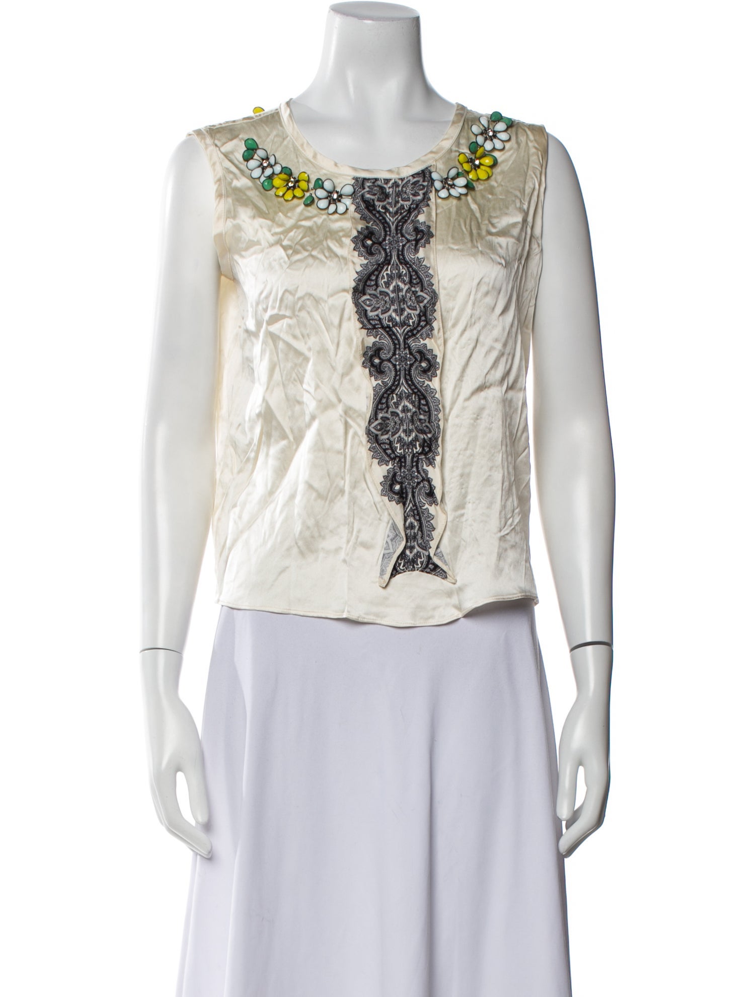 Etro Silk Scoop Neck Crop Top