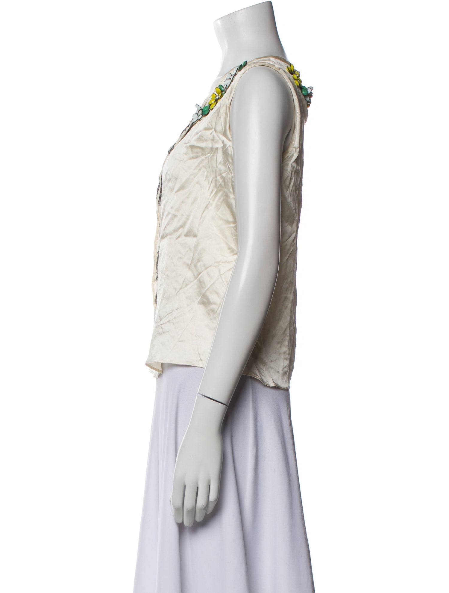 Etro Silk Scoop Neck Crop Top