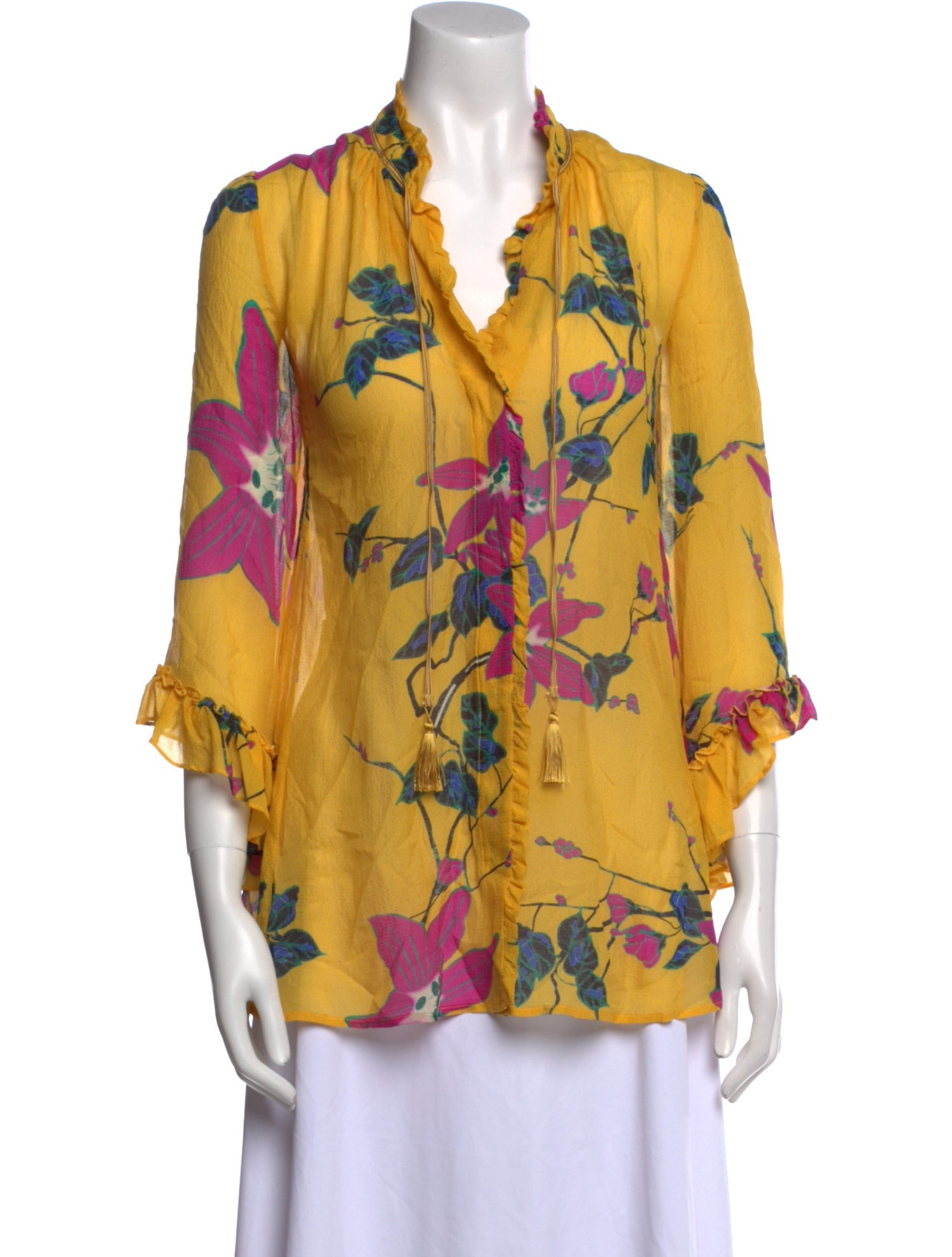 Etro Floral Print V-Neck Blouse