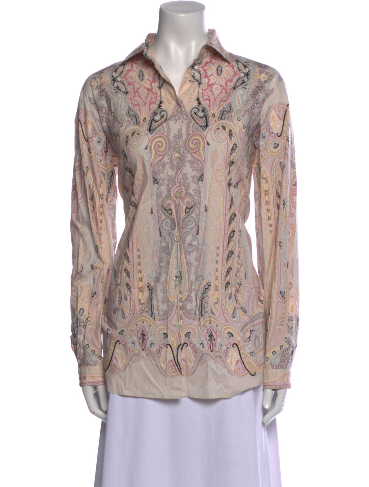 Etro Paisley Print Long Sleeve Button-Up Top