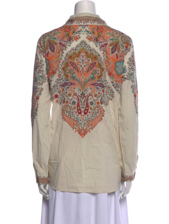 Etro Printed Long Sleeve Button-Up Top