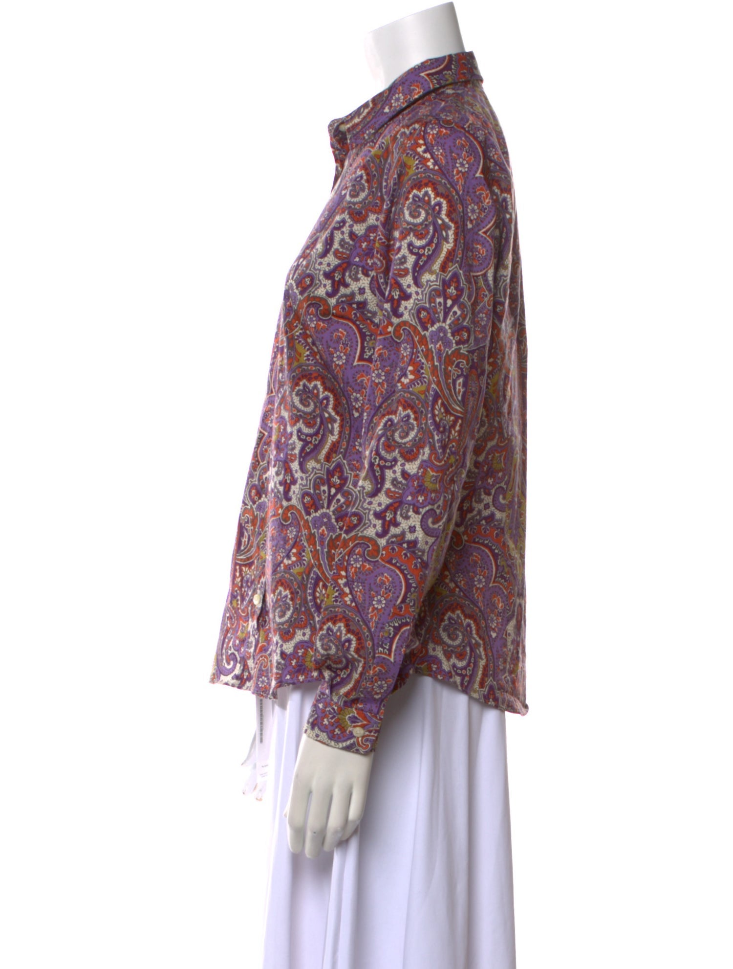 Etro Paisley Print Long Sleeve Button-Up Top