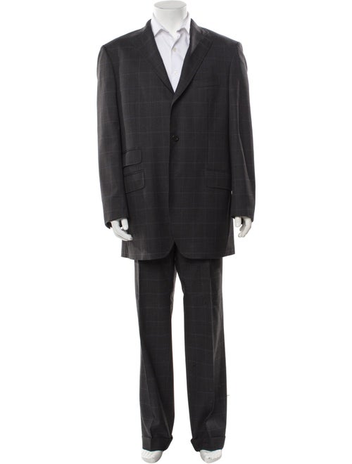 Etro Wool Plaid Print Two-Piece Suit