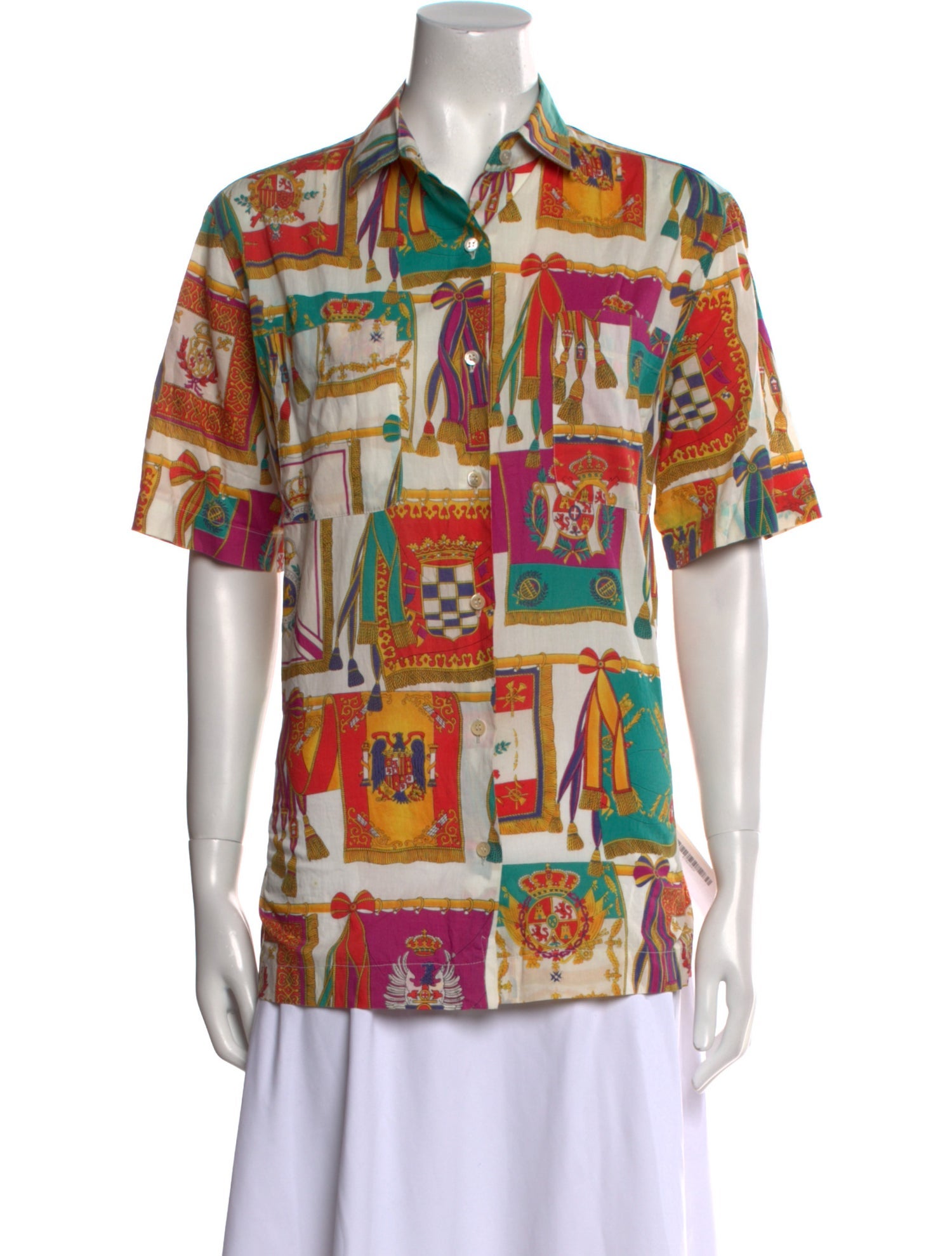 Etro Printed Short Sleeve Button-Up Top