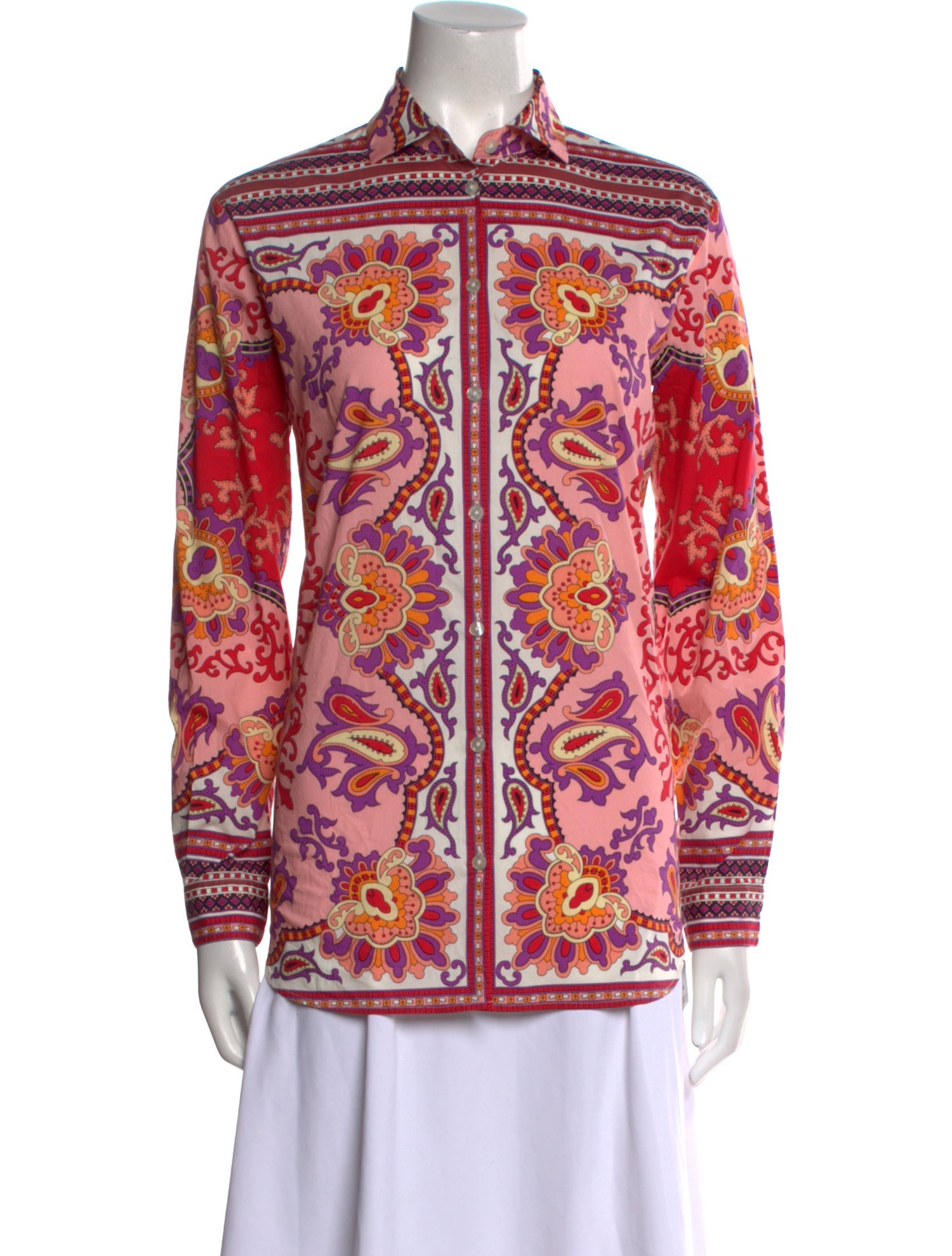 Etro Paisley Print Long Sleeve Button-Up Top