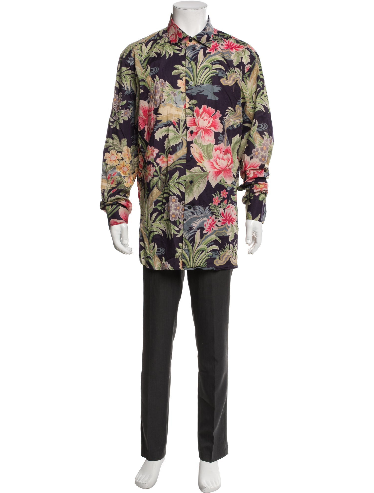 Etro Plaid Print Long Sleeve Shirt