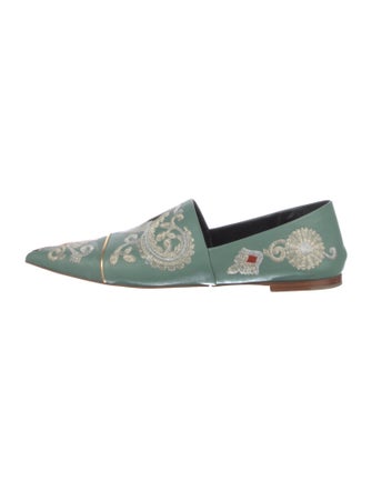 Etro Leather Floral Print D'Orsay Flats