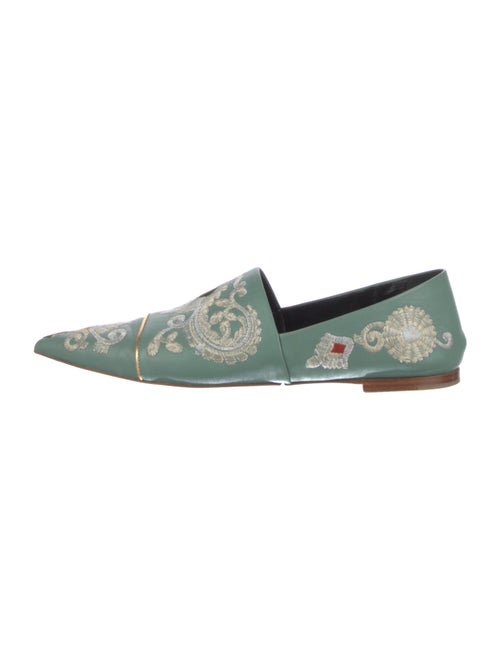 Etro Leather Floral Print D'Orsay Flats