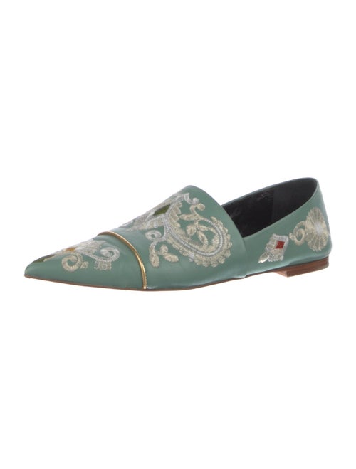 Etro Leather Floral Print D'Orsay Flats