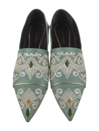 Etro Leather Floral Print D'Orsay Flats