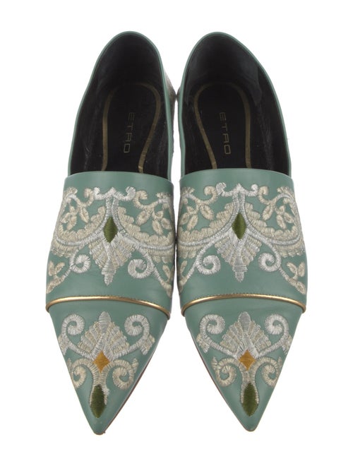 Etro Leather Floral Print D'Orsay Flats