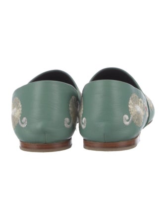 Etro Leather Floral Print D'Orsay Flats