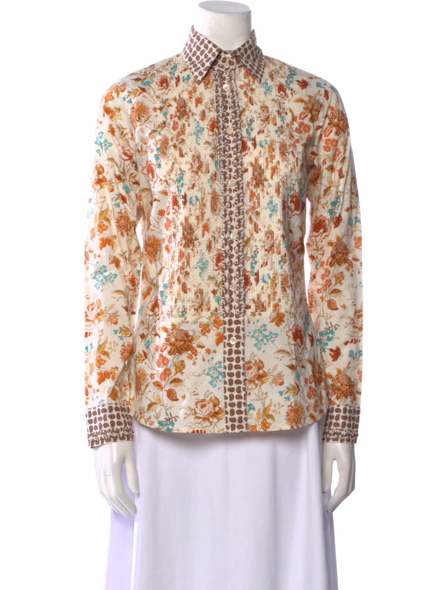 Etro Floral Print Long Sleeve Button-Up Top