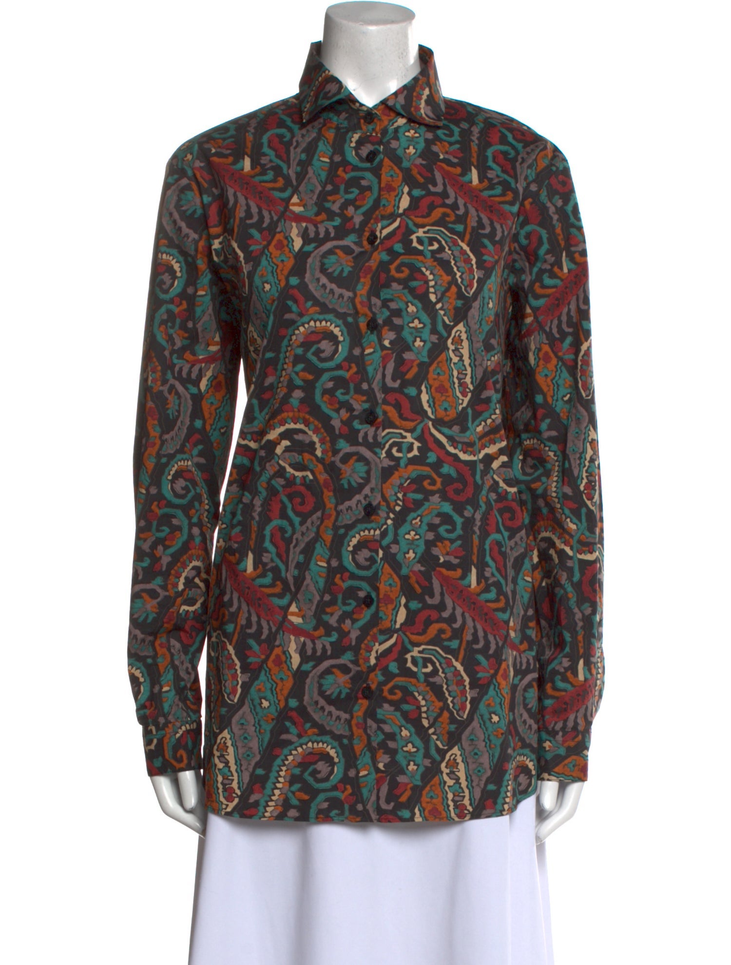 Etro Paisley Print Long Sleeve Button-Up Top