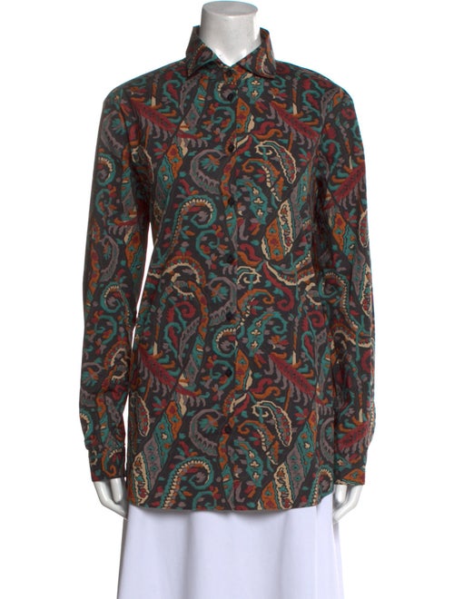 Etro Paisley Print Long Sleeve Button-Up Top